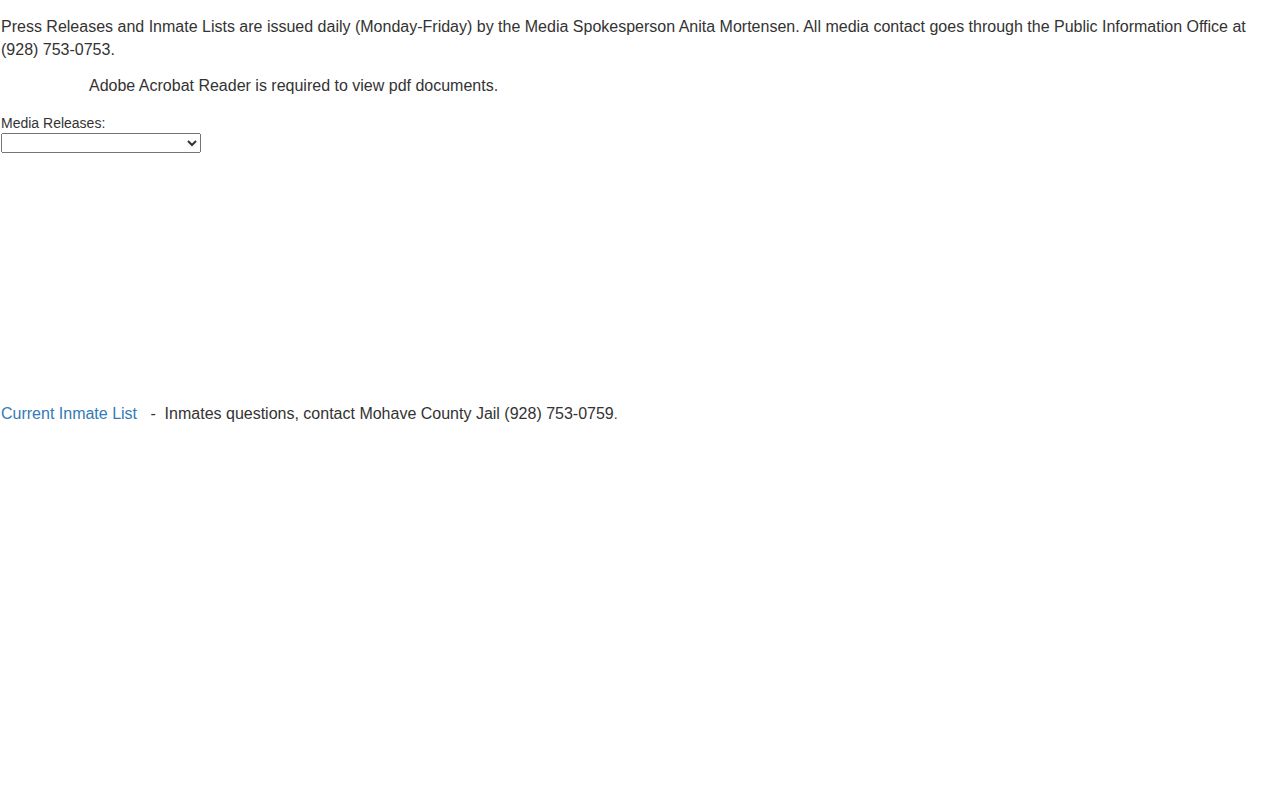 Mohave County multi-day arrest report press-release archive